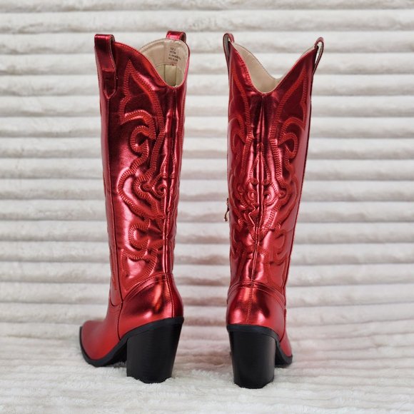 Berness Metallic Red Western Boots - Picture 6 of 16